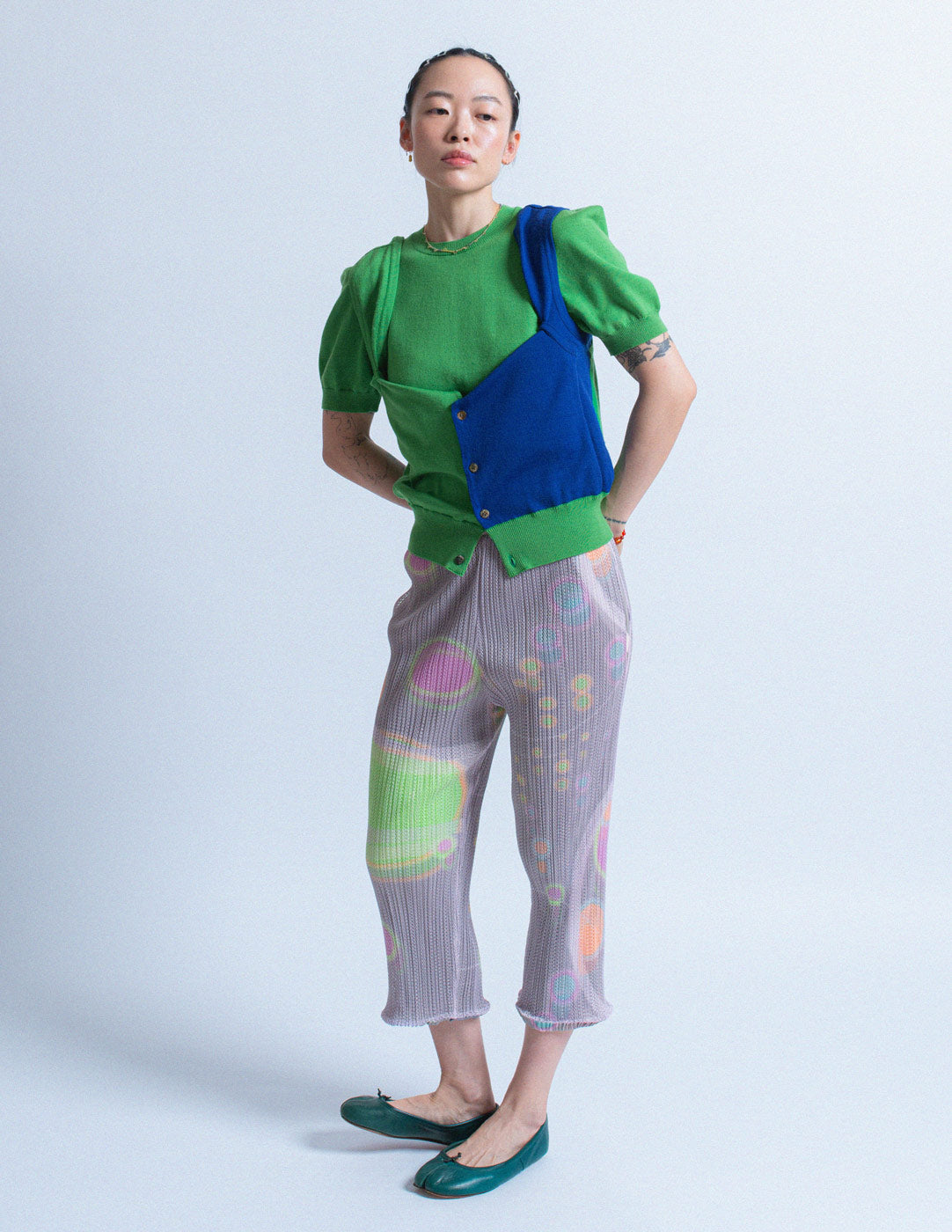 Pleats Please vintage lavender planet pleated layered capri