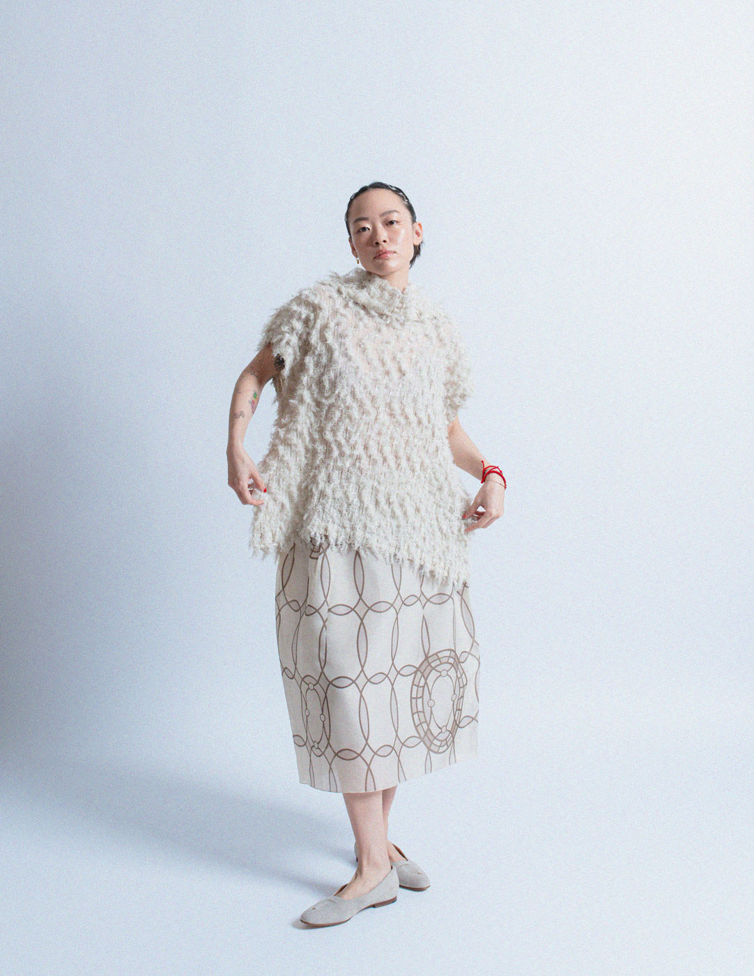 Issey Miyake zigzag fuzzy pleated top