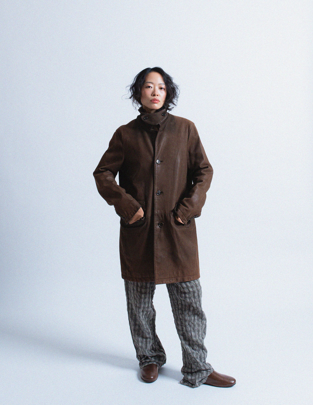 Prada vintage chocolate leather coat