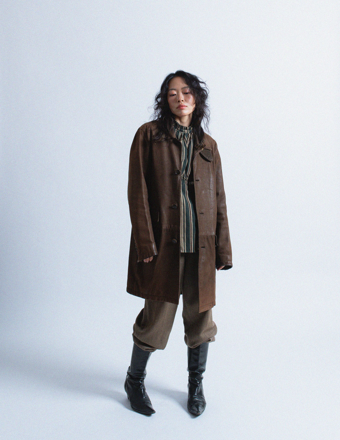 Prada vintage chocolate leather coat