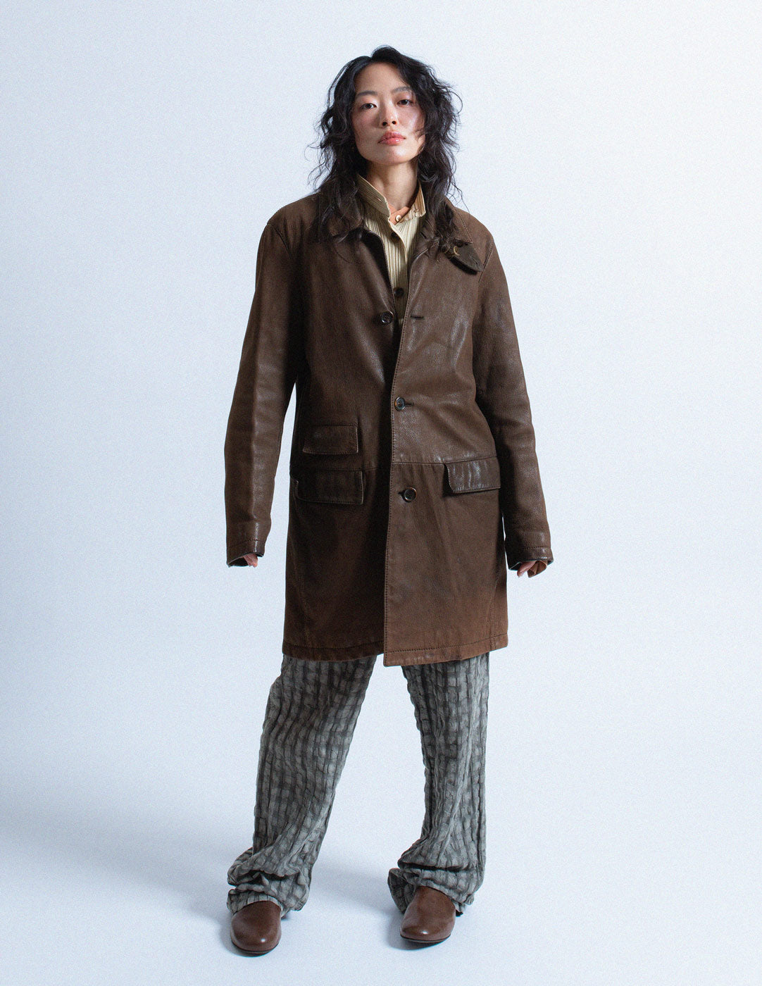 Prada vintage chocolate leather coat