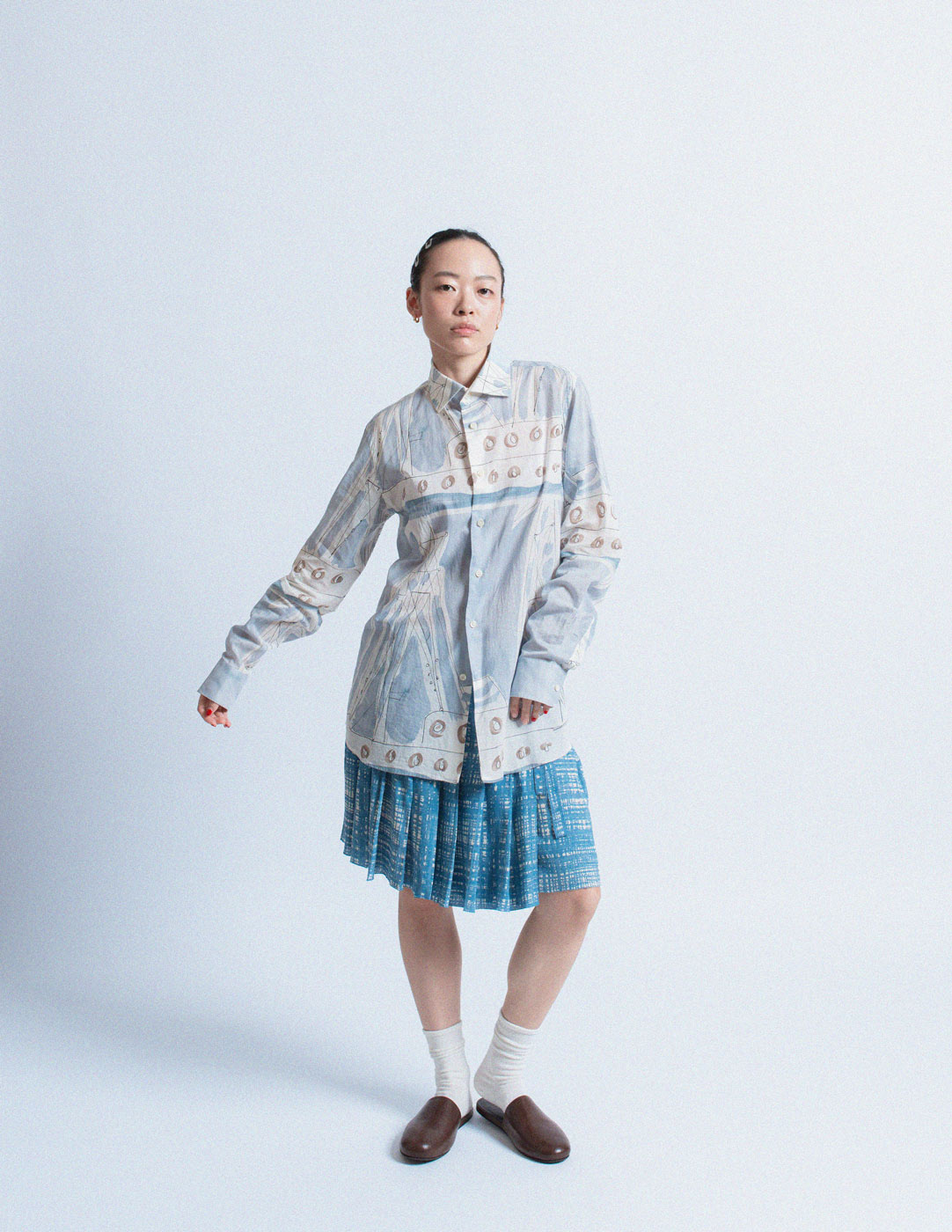 Prada vintage light blue nautical drawing shirt