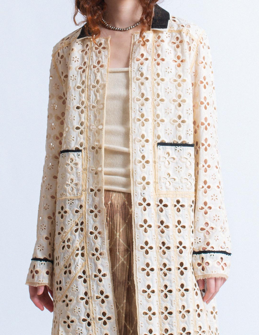 cream floral eyelet jacket