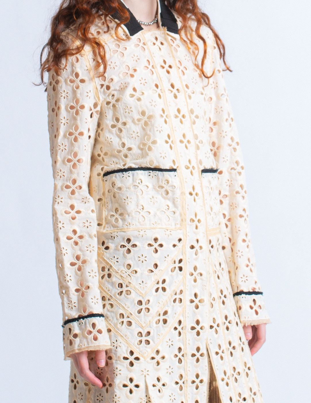 cream floral eyelet jacket