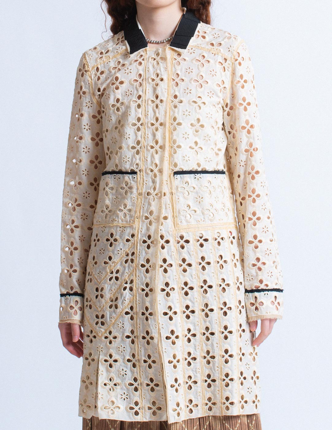 cream floral eyelet jacket