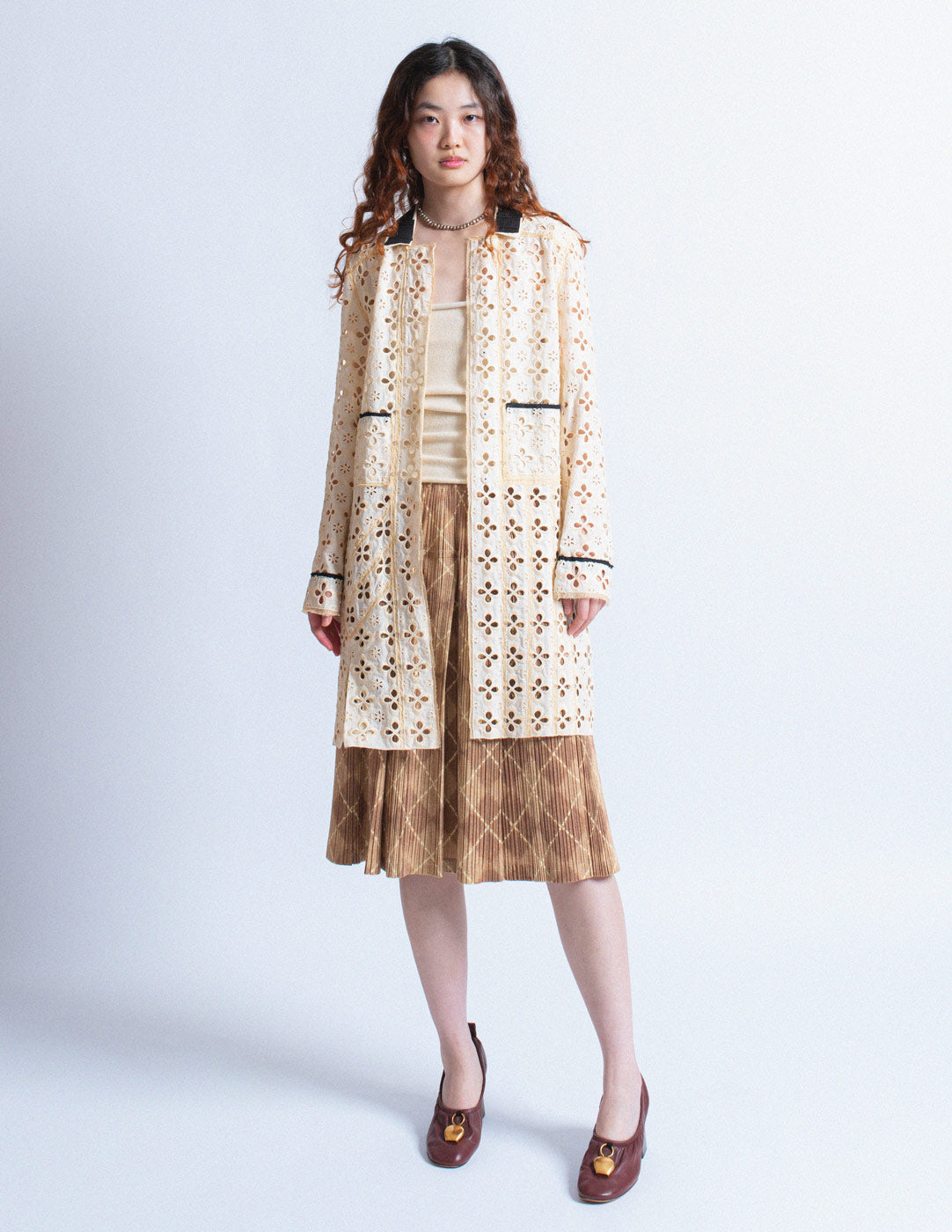 cream floral eyelet jacket
