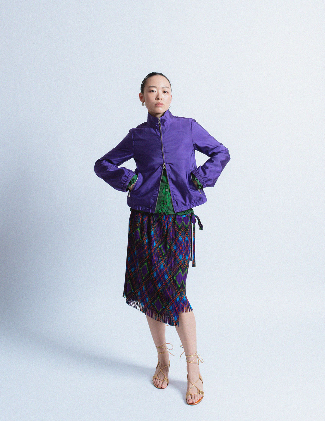 Prada violet silk double-zipper jacket