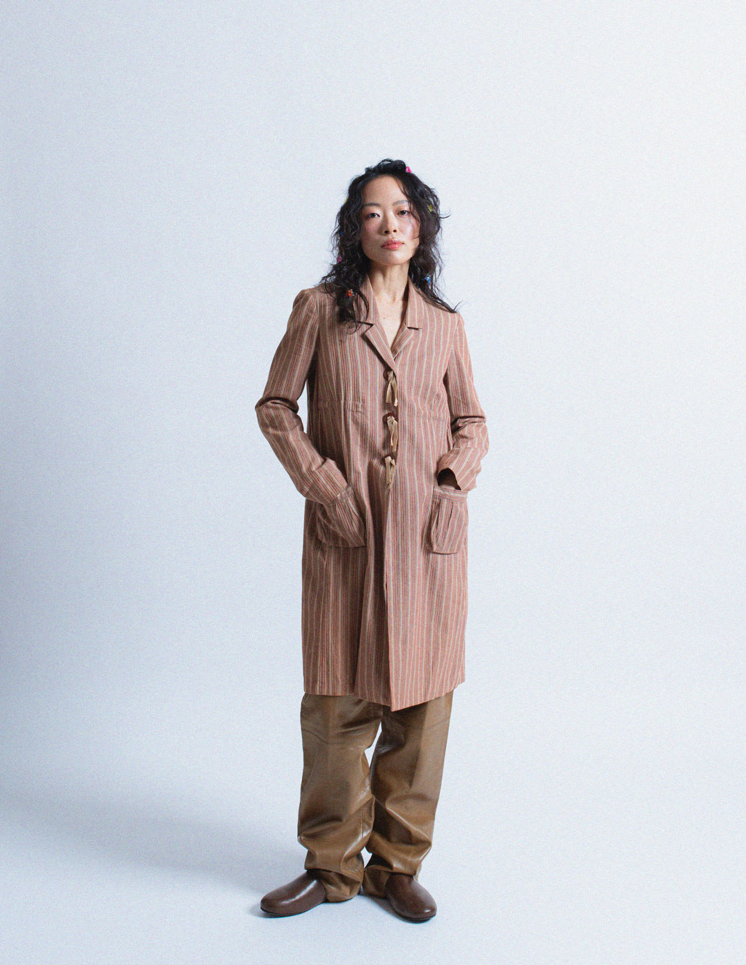 Romeo Gigli striped cotton jacket with tasseled buttons