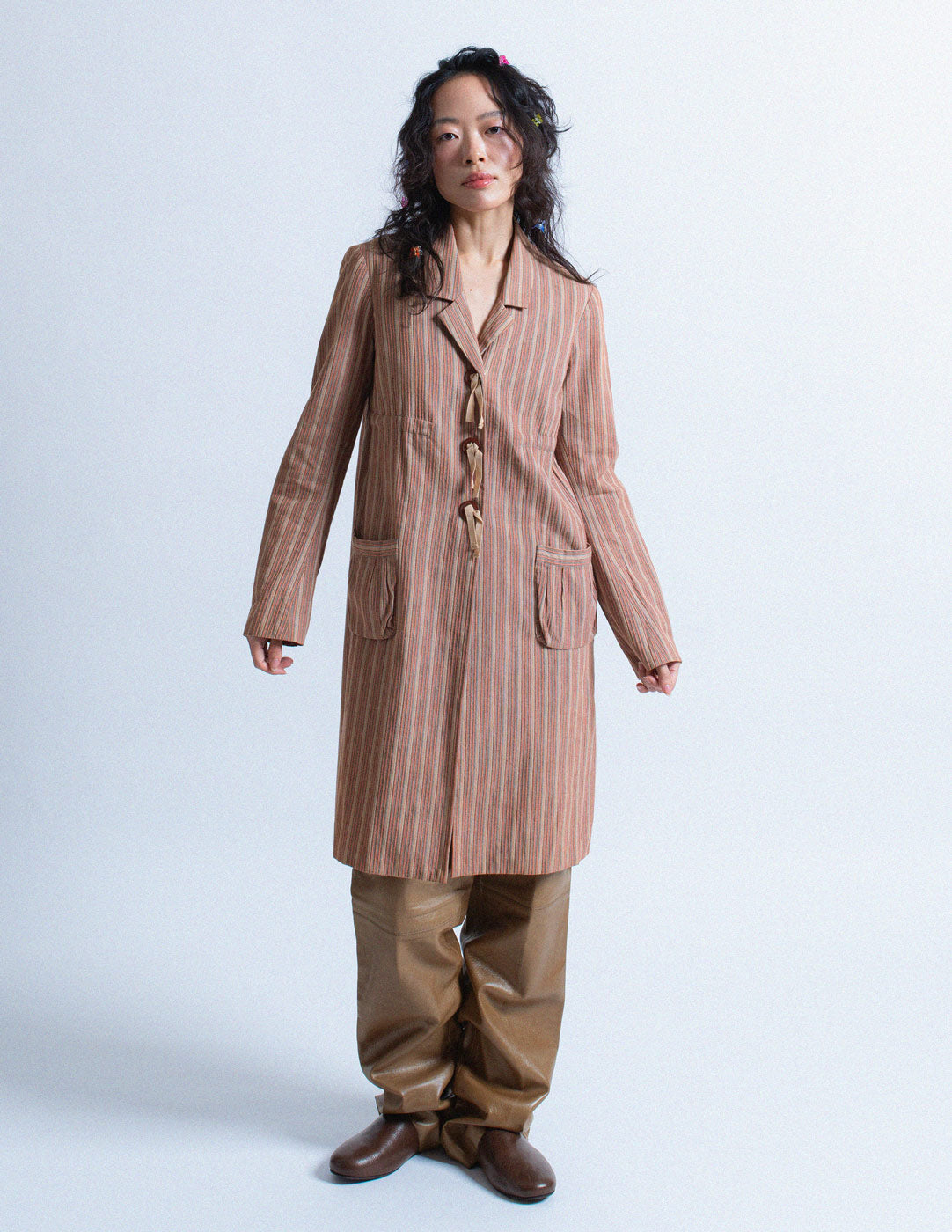 Romeo Gigli striped cotton jacket with tasseled buttons