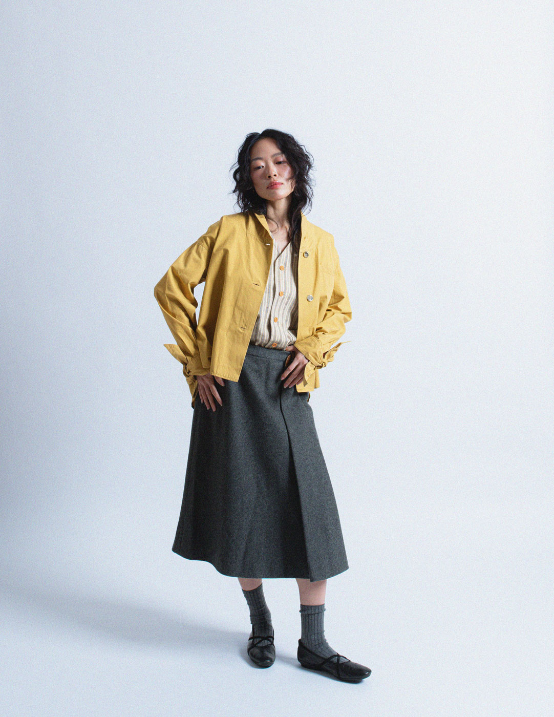 Romeo Gigli vintage mustard yellow cotton cocoon shirt