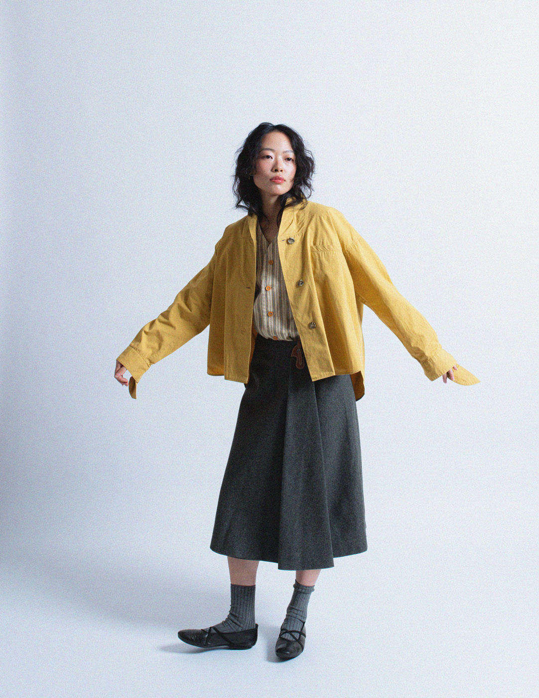 vintage charcoal gray wool wrap skirt