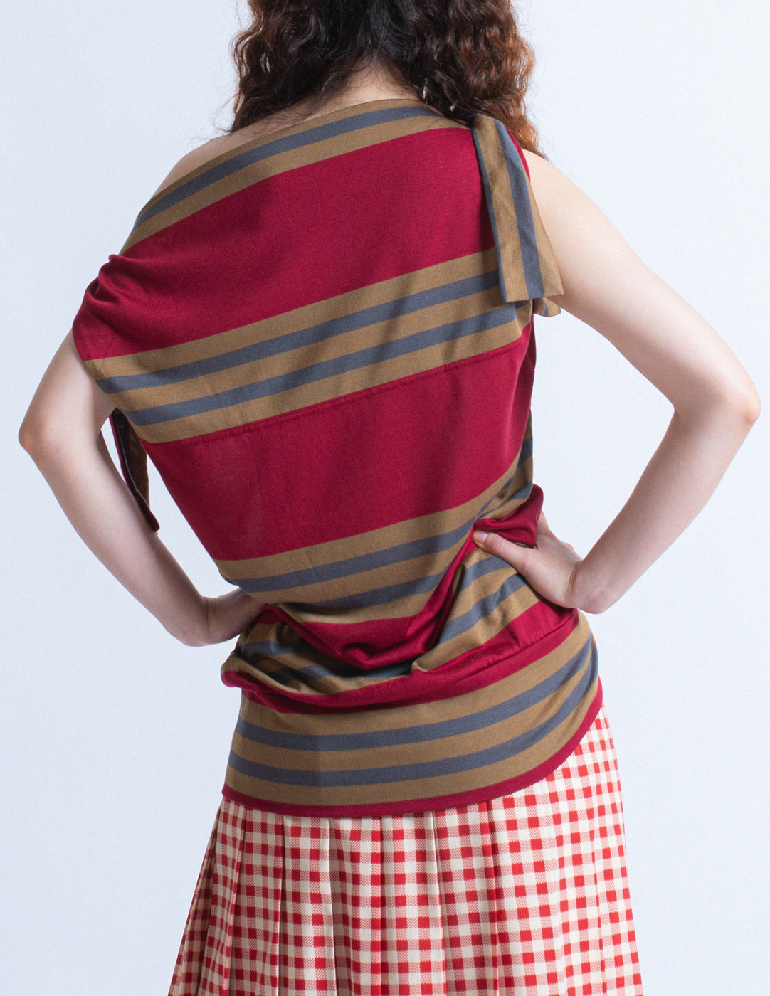 Vivienne Westwood striped sleeveless top with shoulder ties back detail