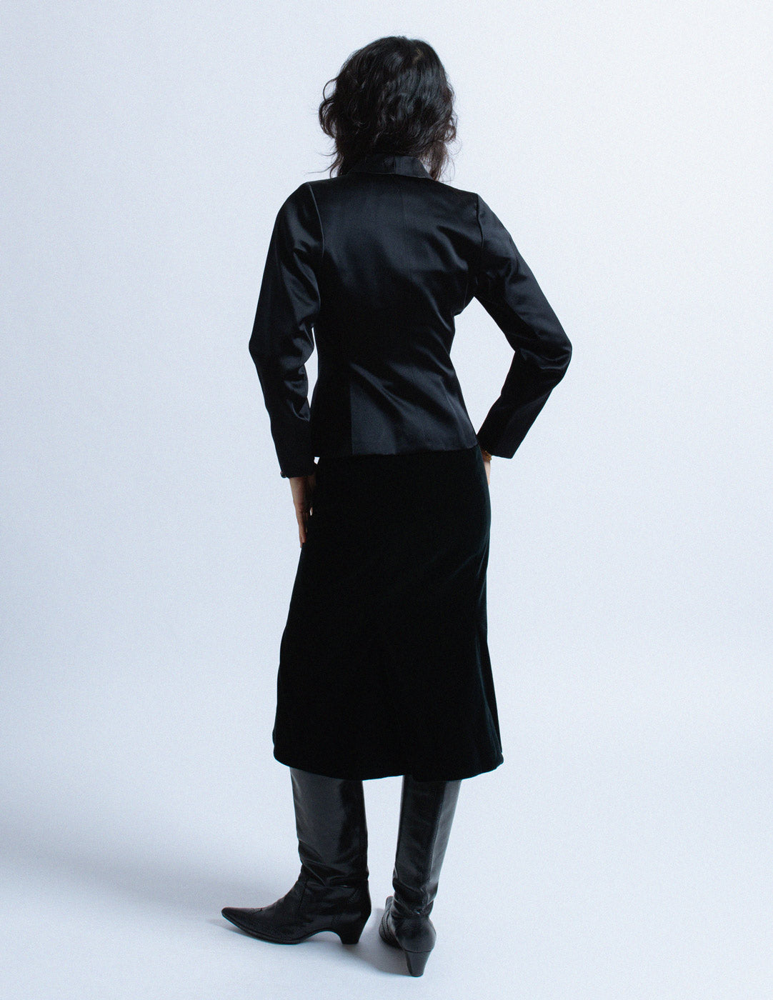 Yves Saint Laurent vintage jewel-buttoned satin blazer back view