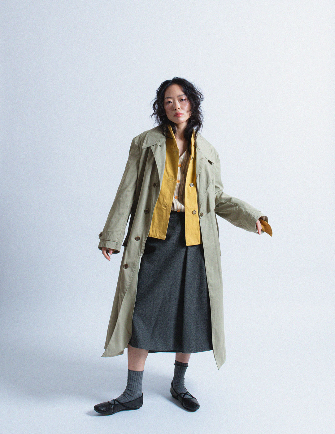 Y's khaki trench coat