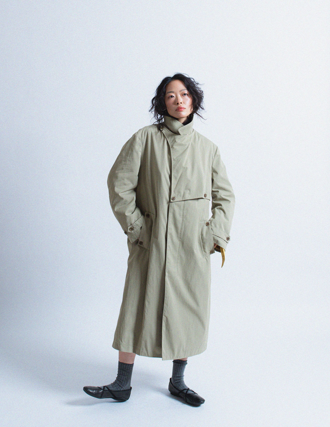 Y's khaki trench coat