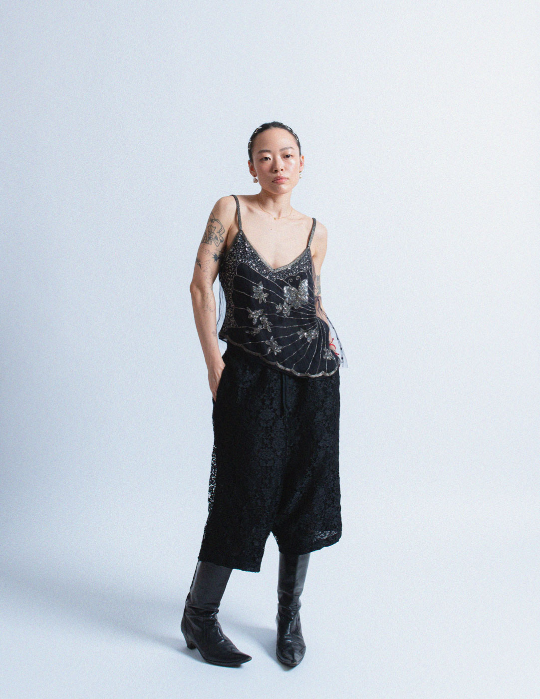 Giorgio Armani vintage embellished butterfly silk camisole