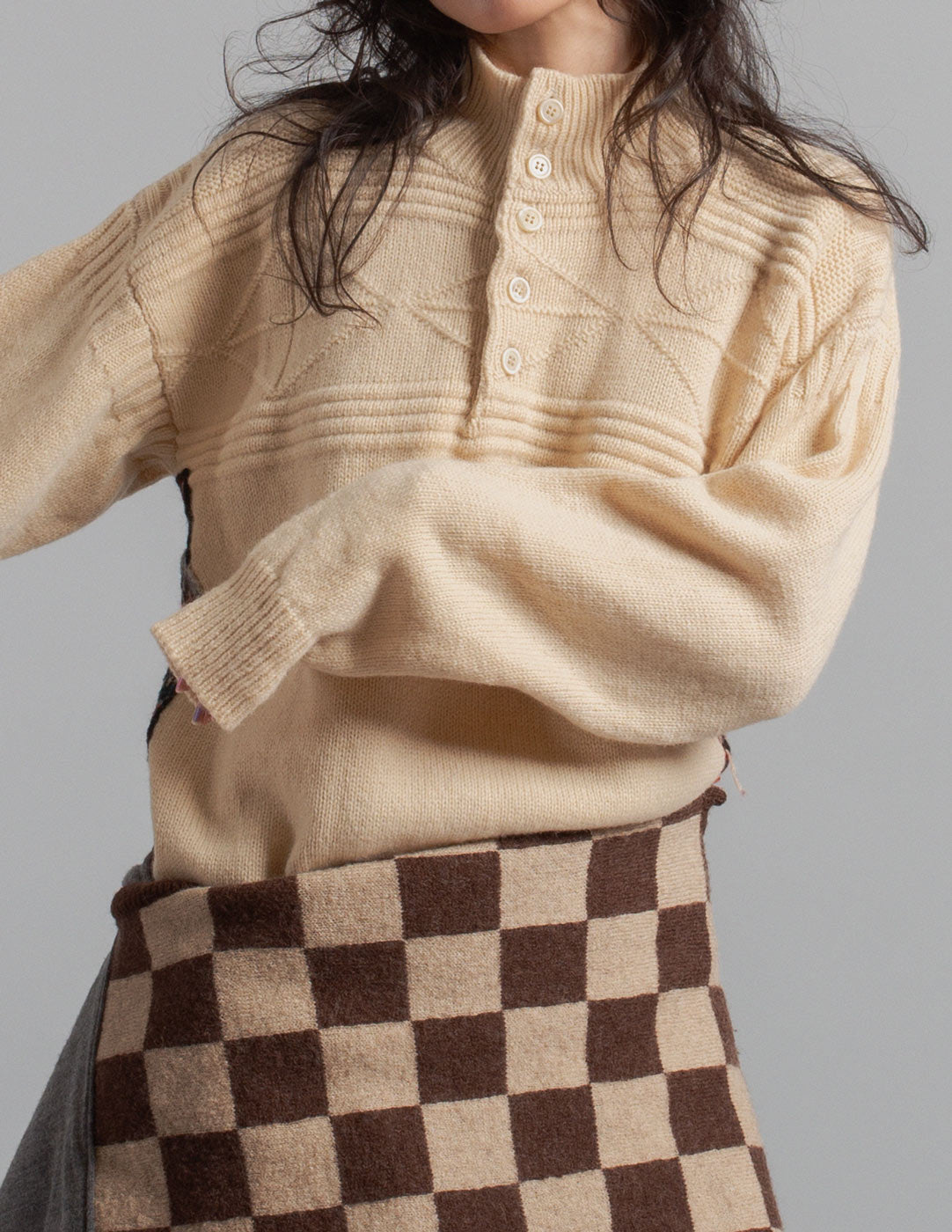 Comme des Garçons Homme vintage patchwork Fair Isle panel wool sweater detail