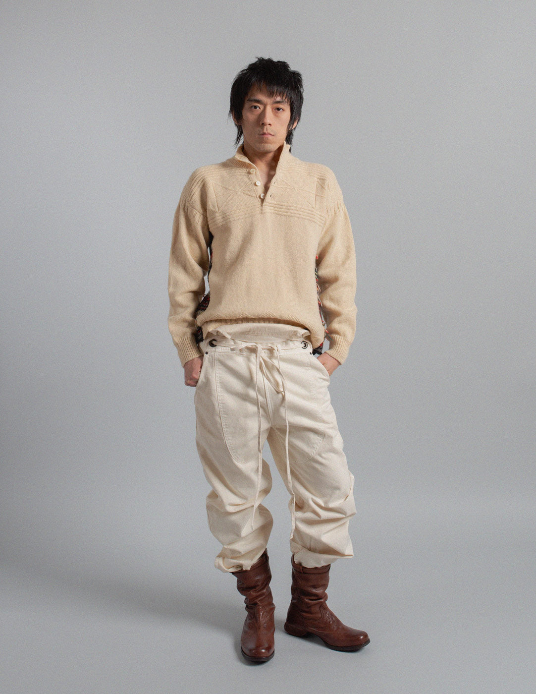 Comme des Garçons Homme vintage patchwork Fair Isle panel wool sweater