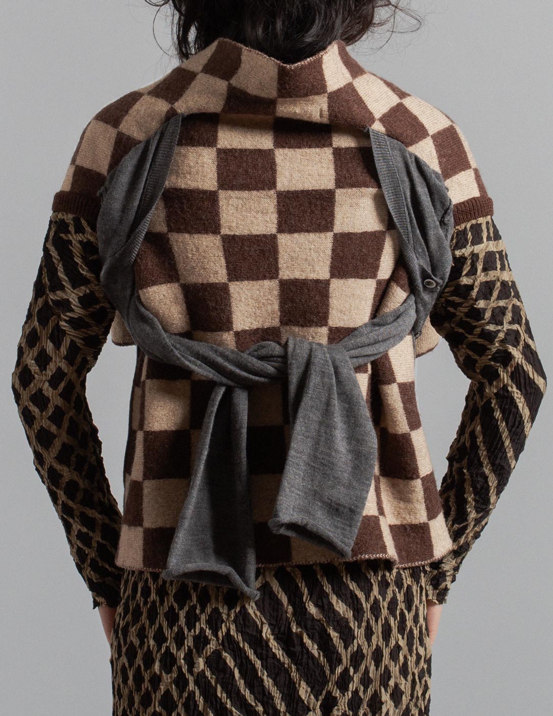 Comme des Garçons vintage multi-way wool check transformable cardigan back detail