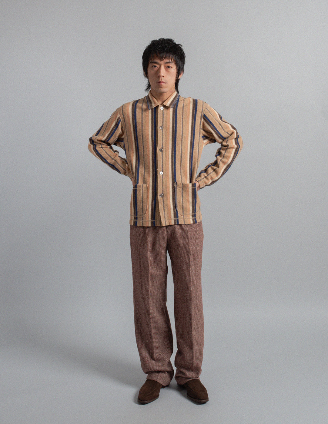 Comme des Garçons Homme vintage neutral striped wool cardigan