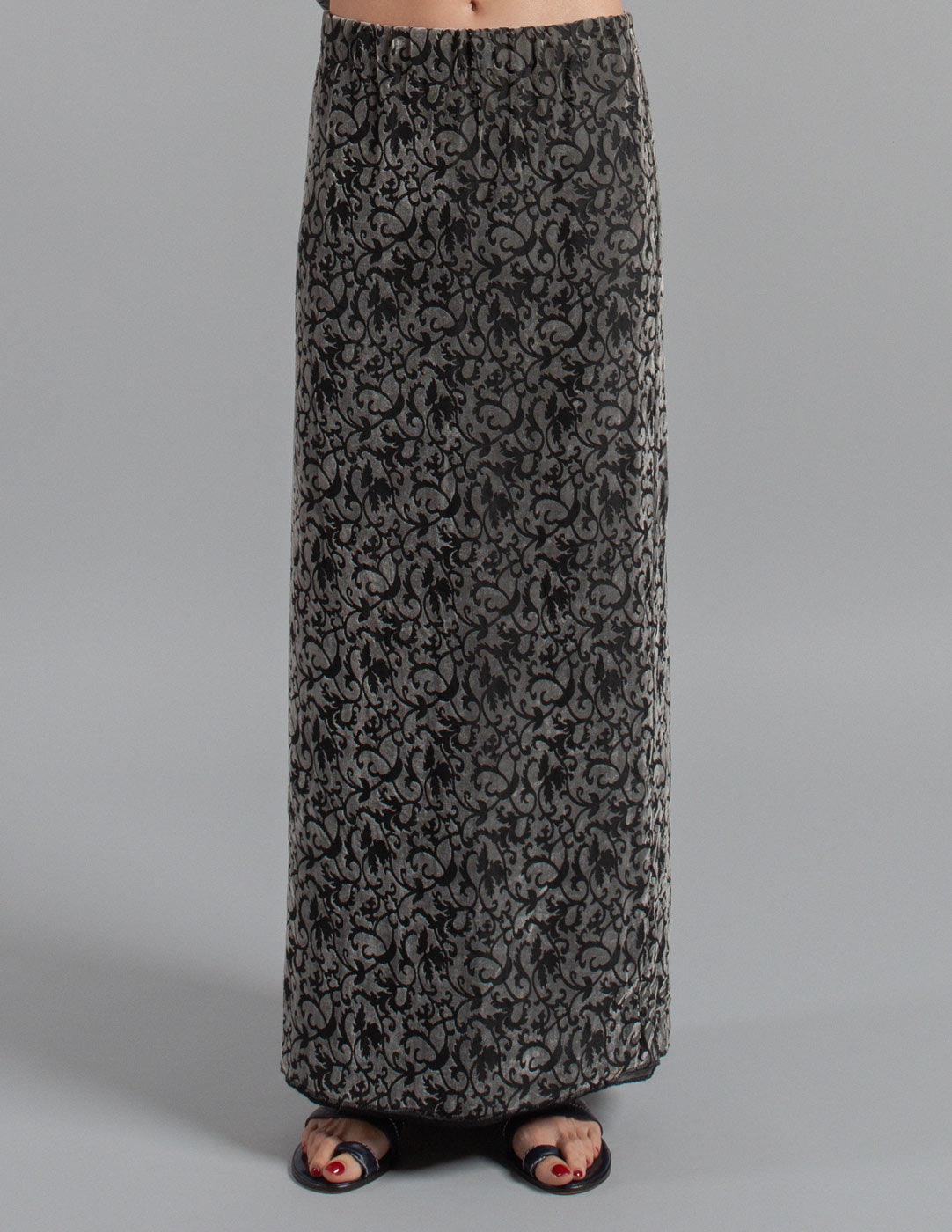 Comme des Garçons vintage devoré velvet sheer top and skirt set skirt detail