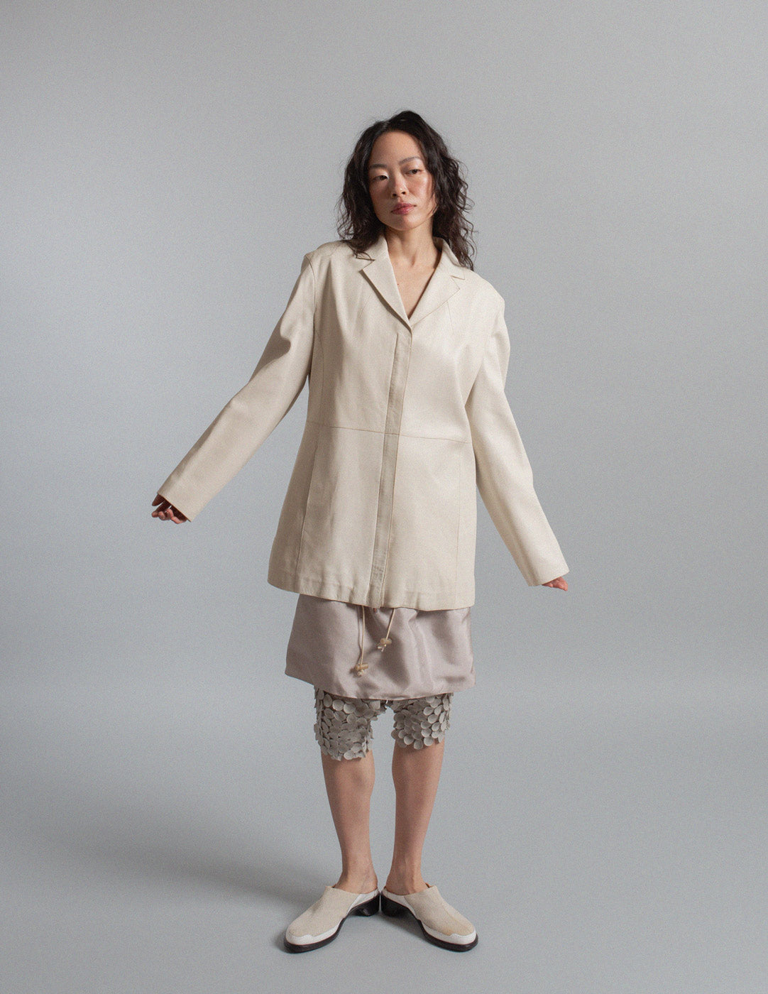 Donna Karan vintage ivory lambskin zip jacket