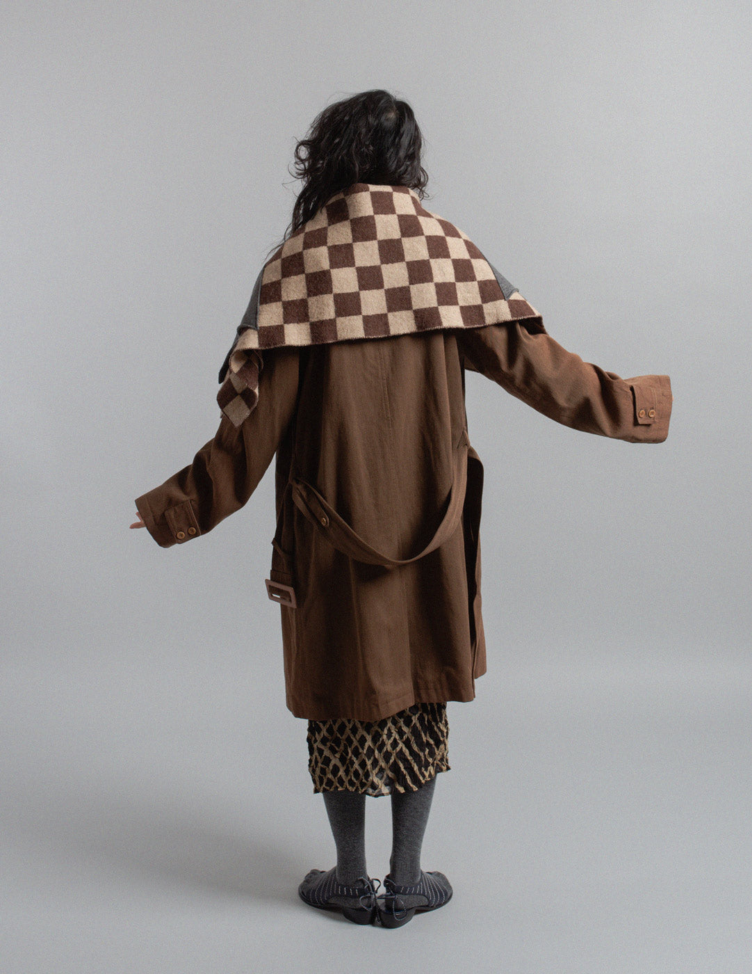 Comme des Garçons vintage multi-way wool check transformable cardigan back view