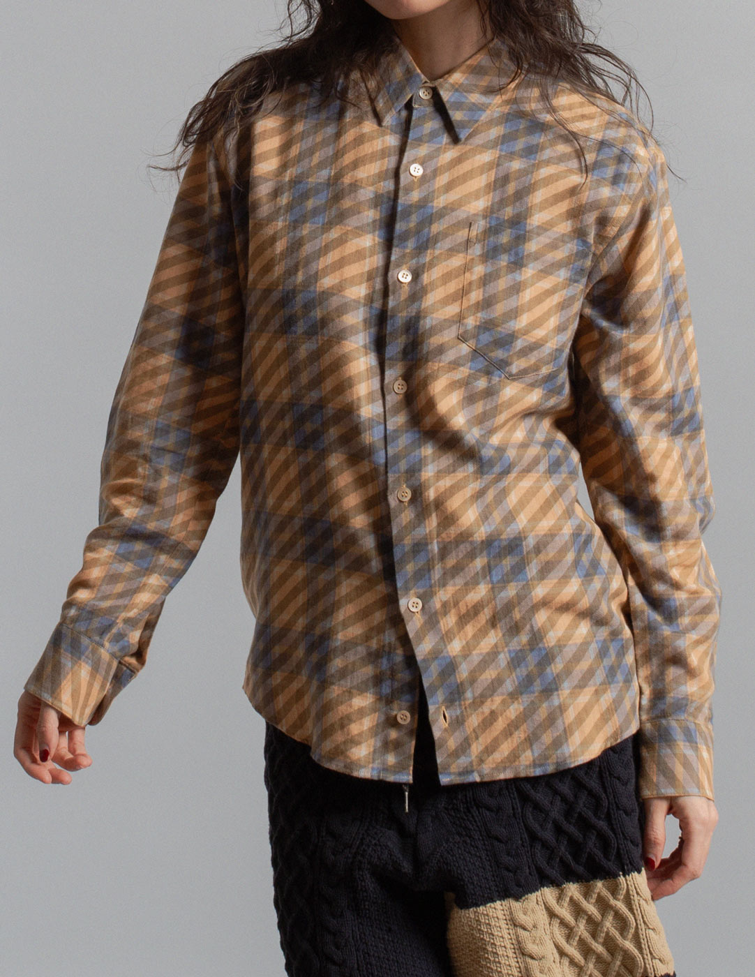 Dries Van Noten plaid cotton-linen blend shirt front detail