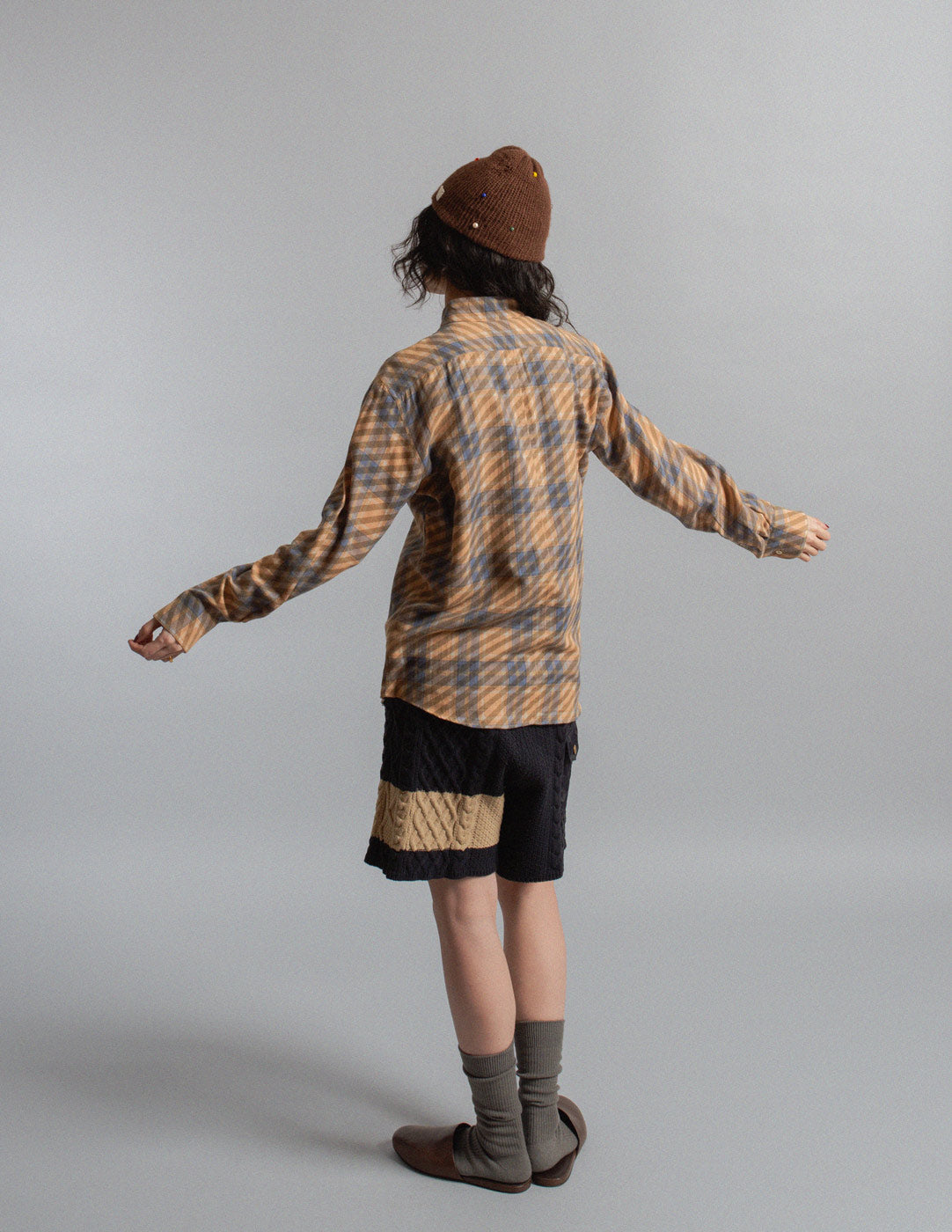 Dries Van Noten plaid cotton-linen blend shirt back view