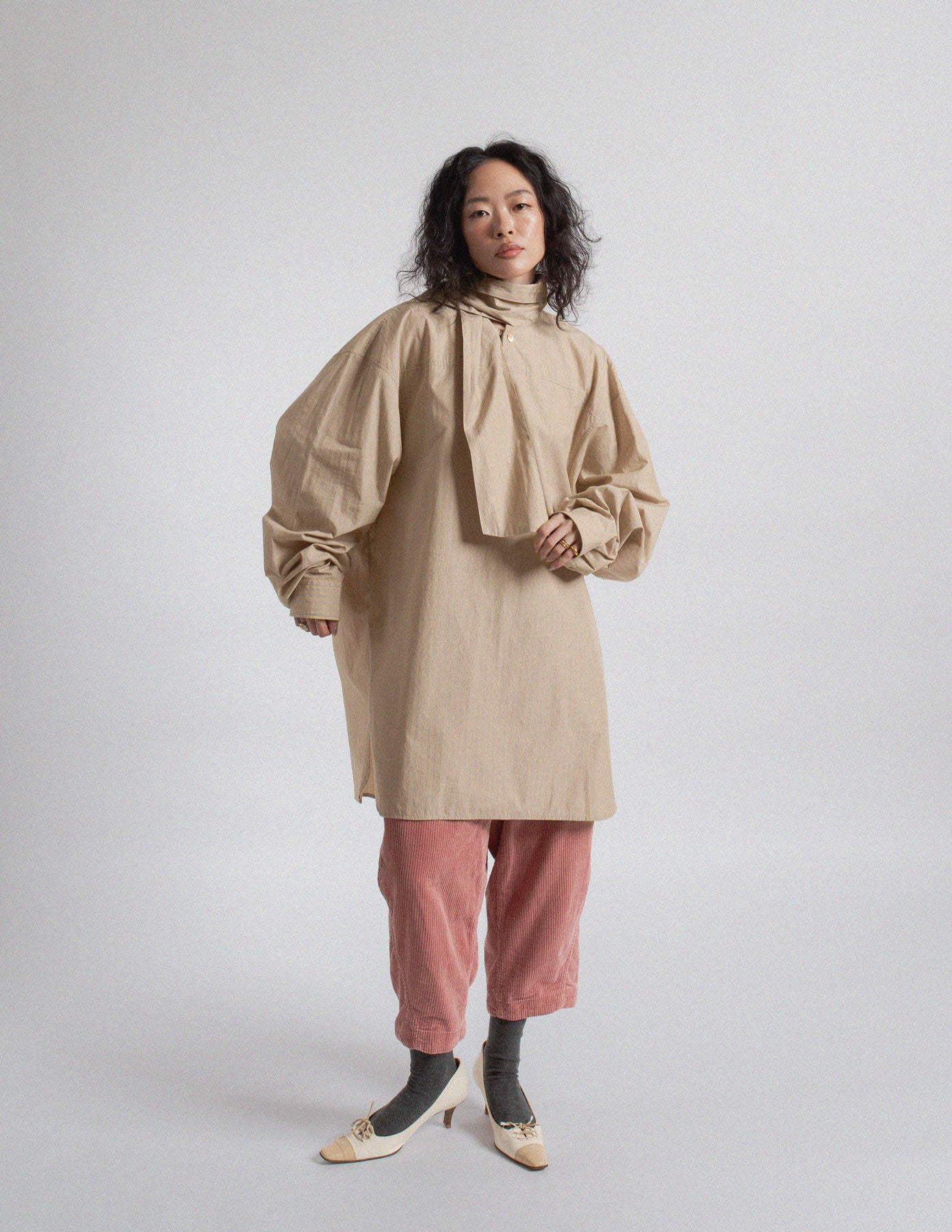 Comme des Garçons Homme dusty rose corduroy cropped cocoon pants