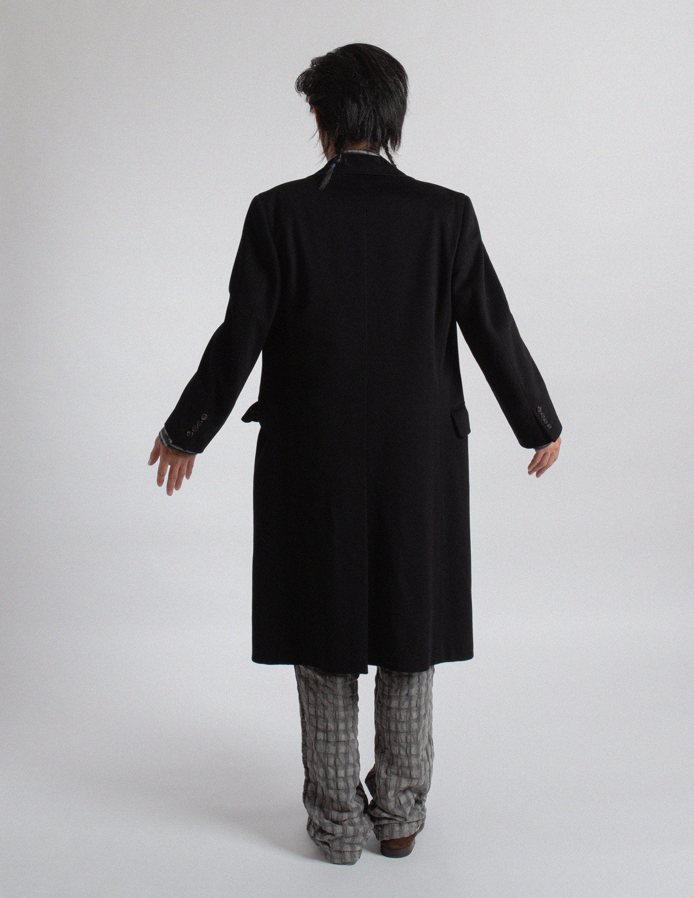 Gianfranco Ferré vintage black double-breasted wool cashmere coat back view