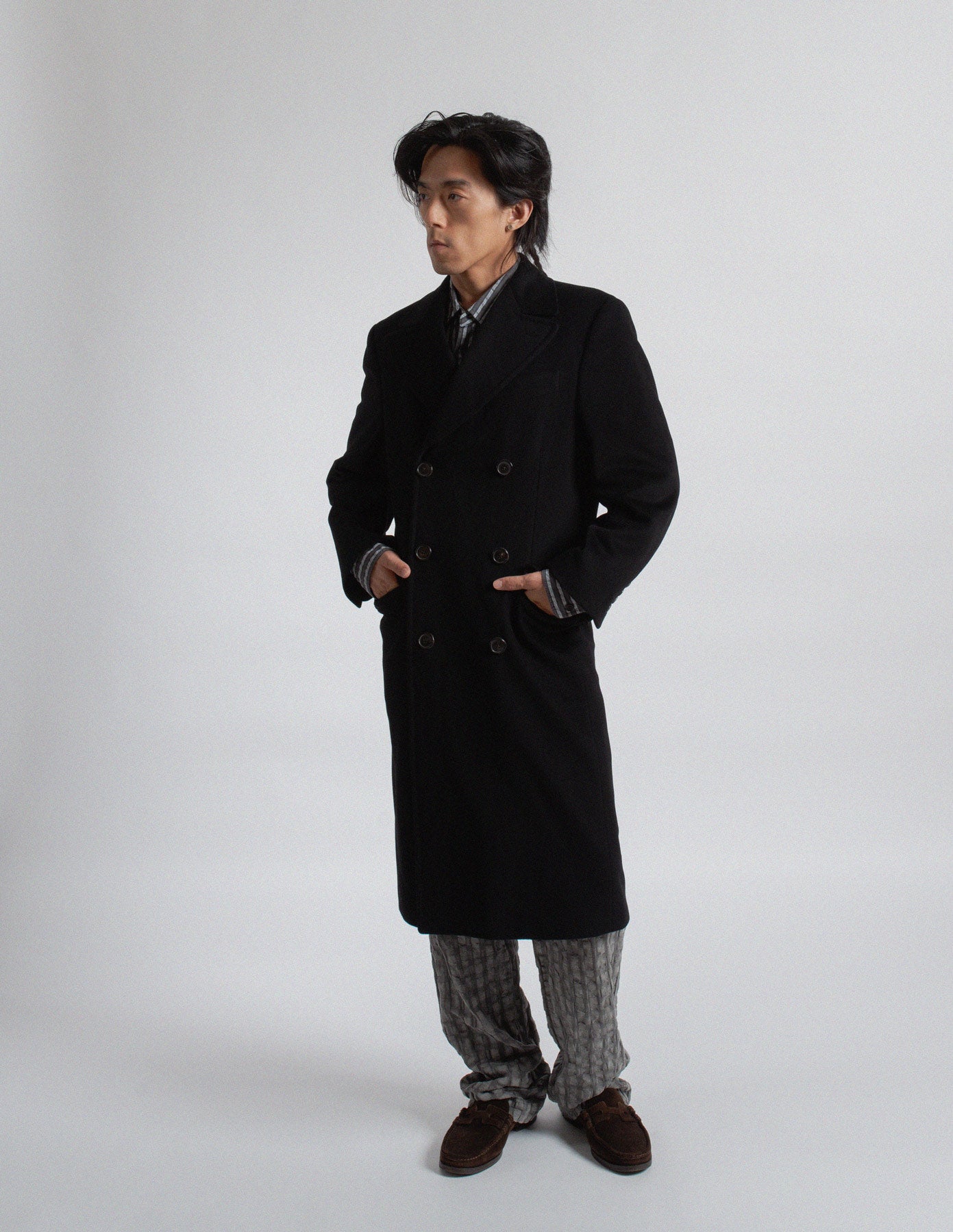 Gianfranco Ferré vintage black double-breasted wool cashmere coat