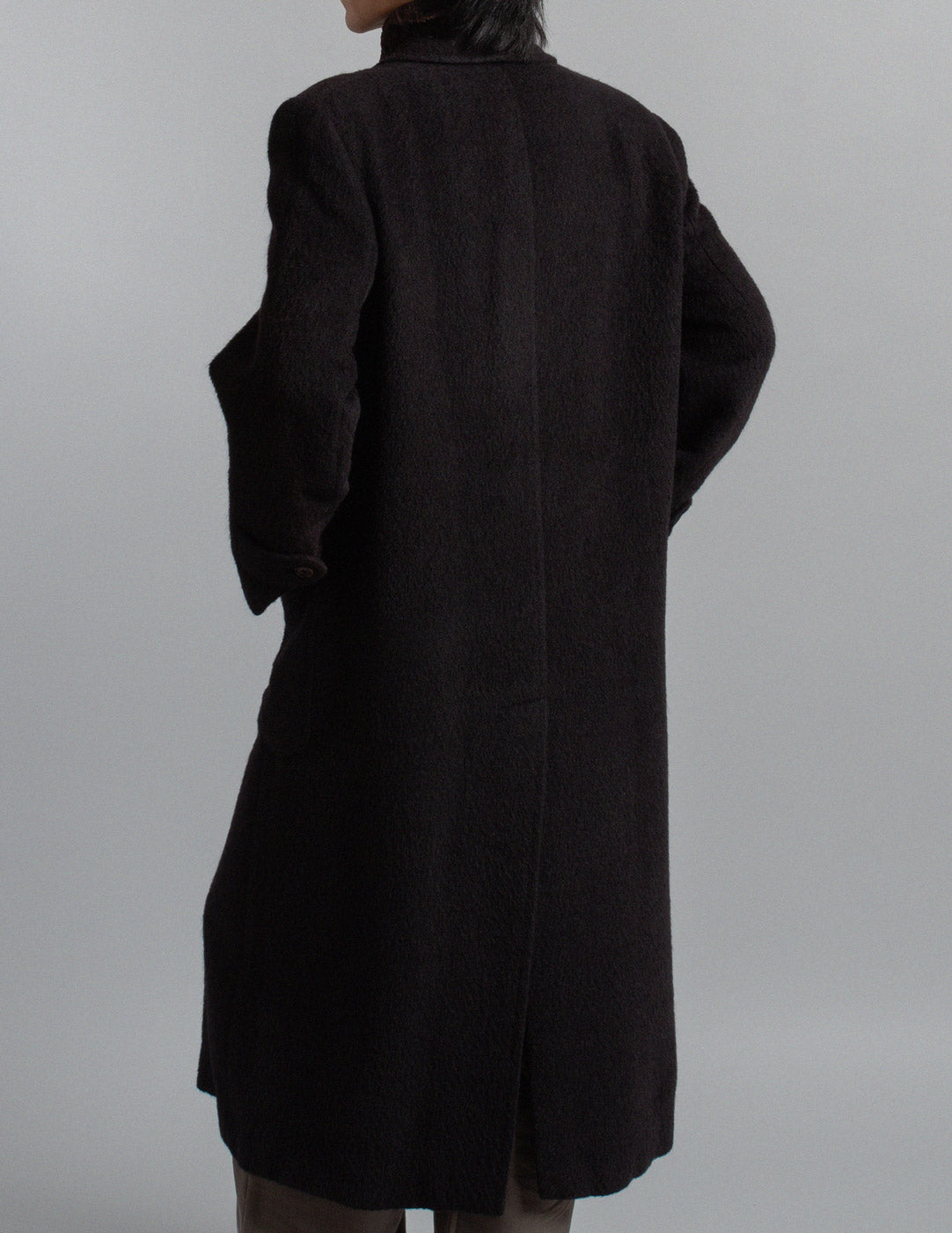 Gianfranco Ferré vintage black brushed wool coat back detail