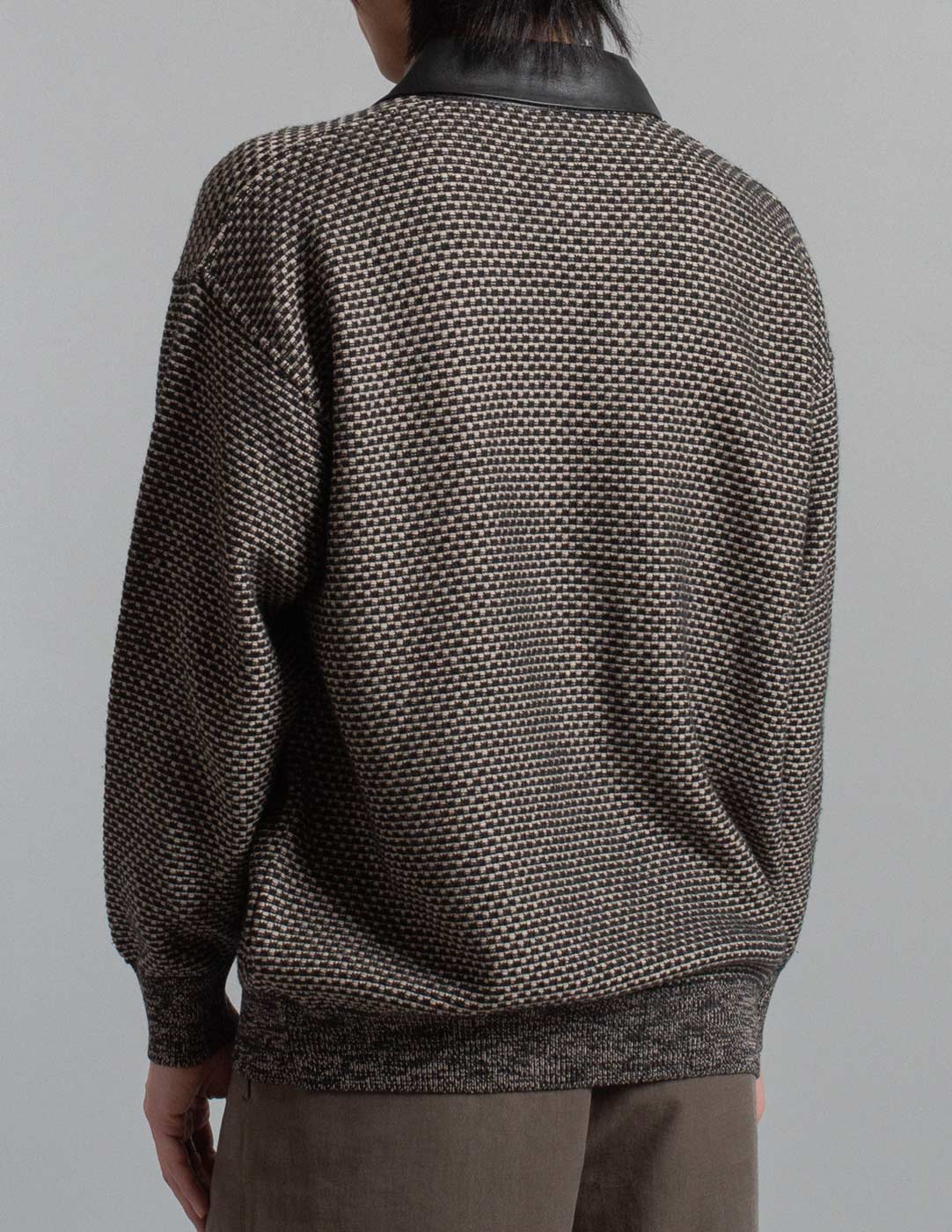 Gianfranco Ferré vintage leather-collar knit polo sweater