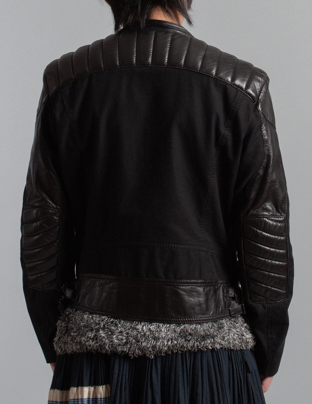 Gucci leather and cotton moto jacket back detail