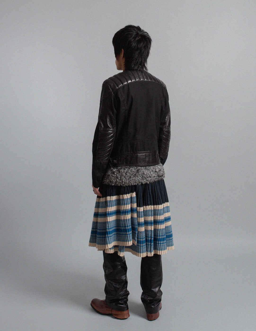 Kapital indigo pleated smocked convertible wrap skirt back view