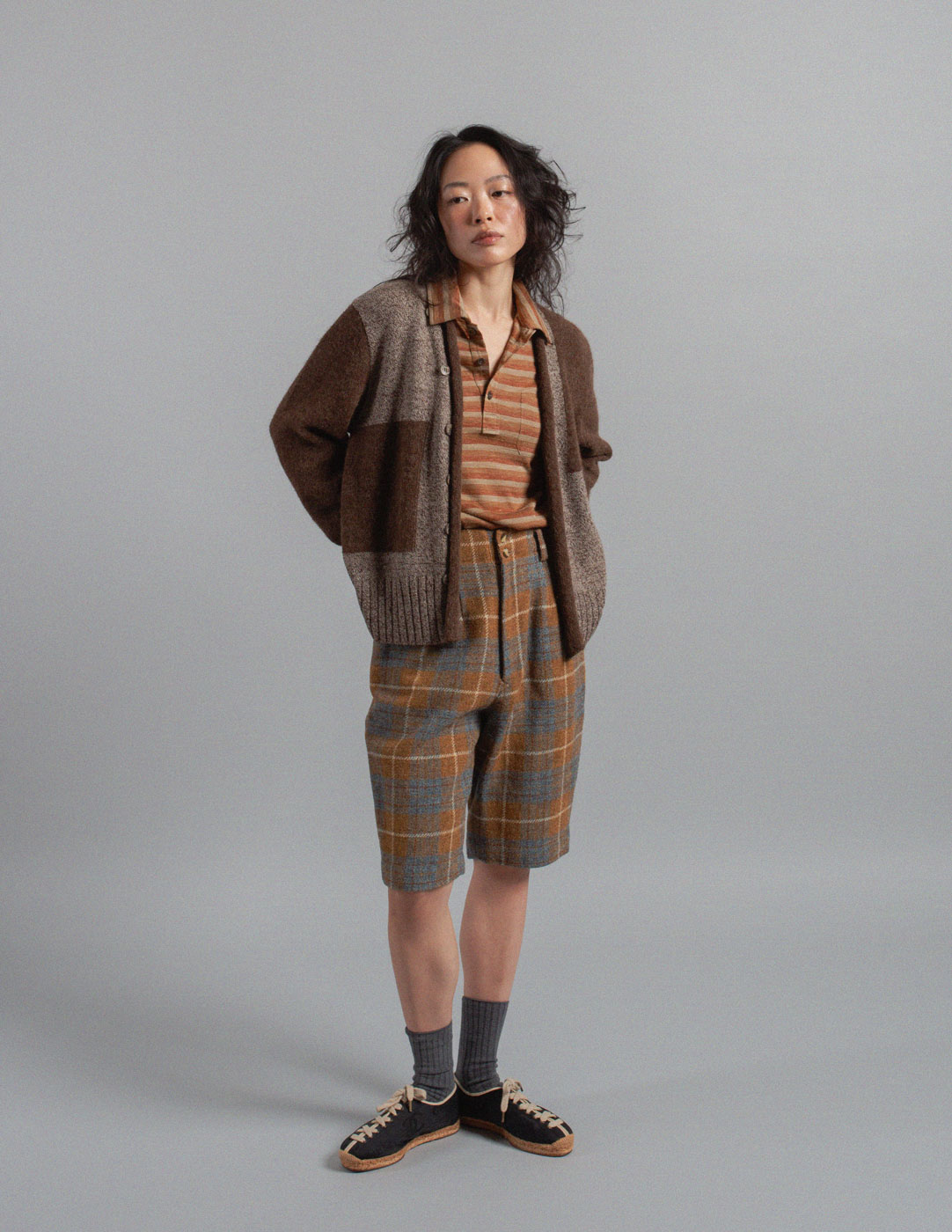 Prada warm neutral tone striped polo