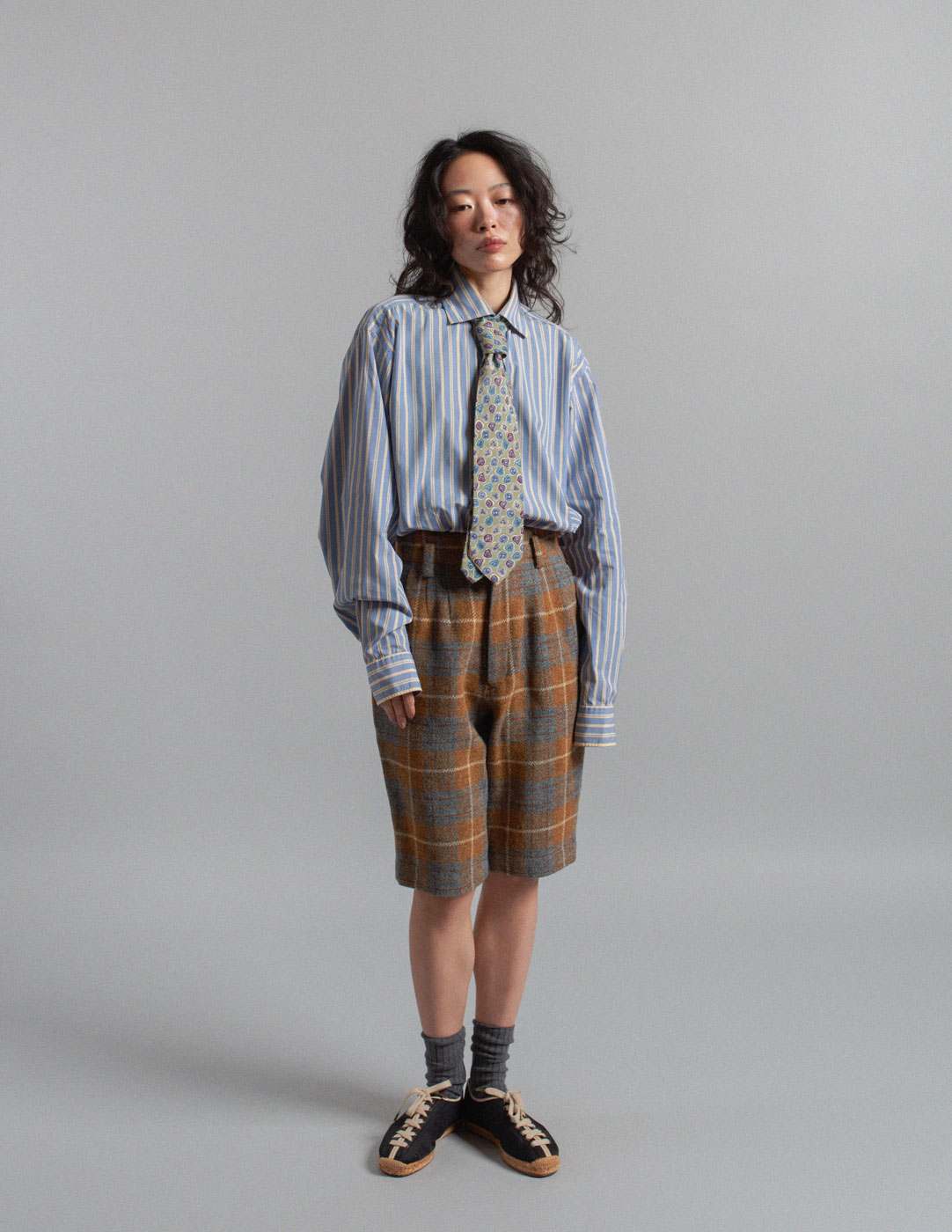 HAI Sporting Gear vintage high-waisted plaid wool shorts
