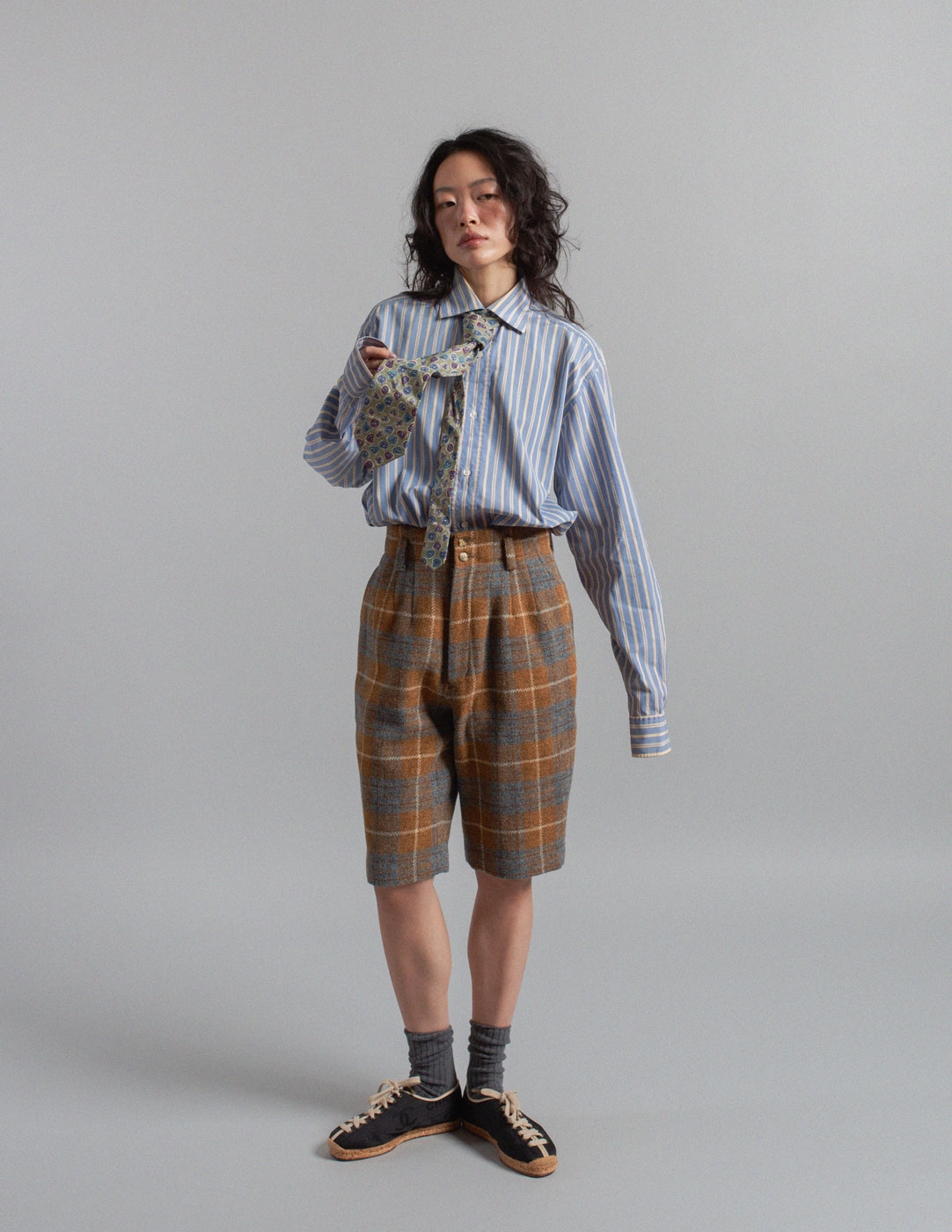 Yves Saint Laurent vintage abstract flower motif silk tie