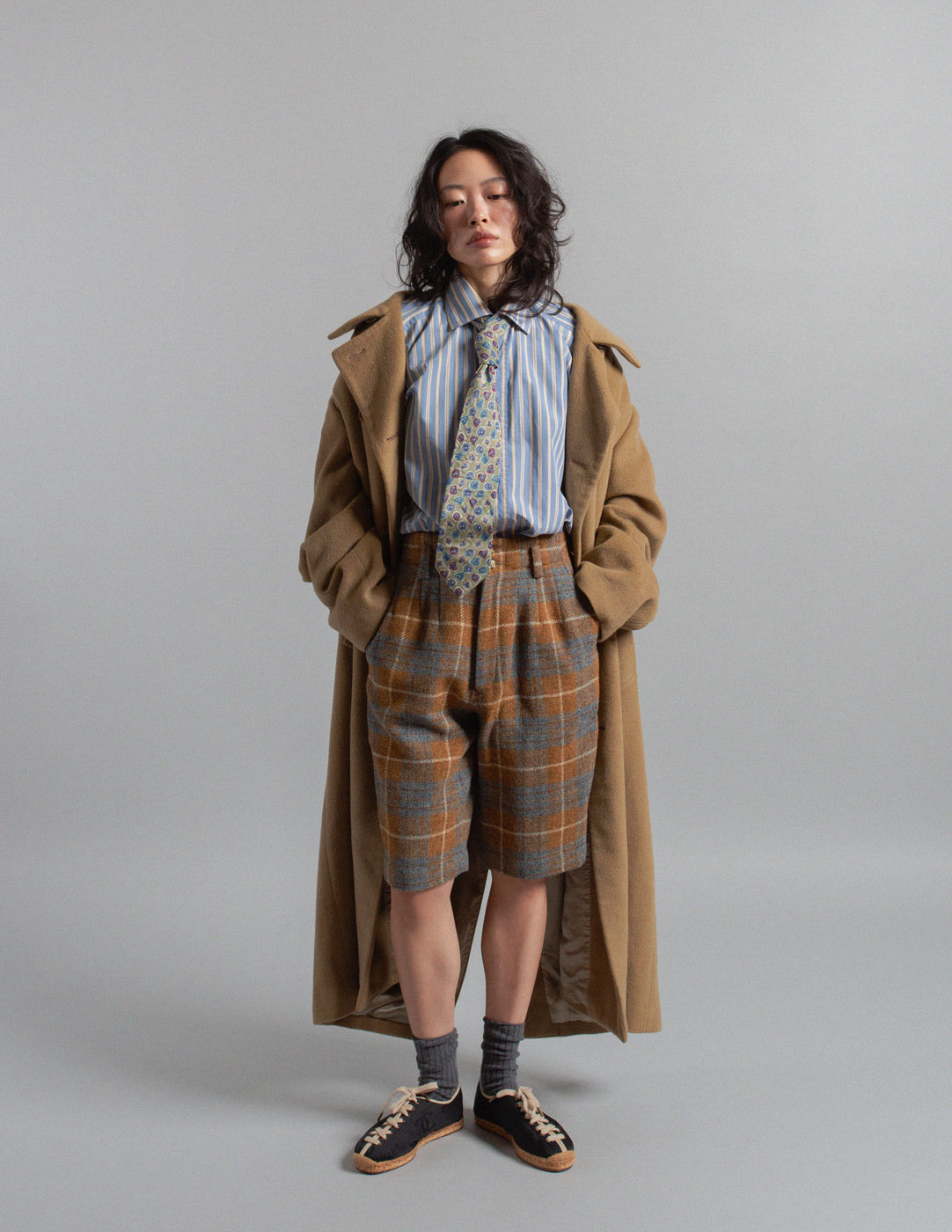 HAI Sporting Gear vintage high-waisted plaid wool shorts