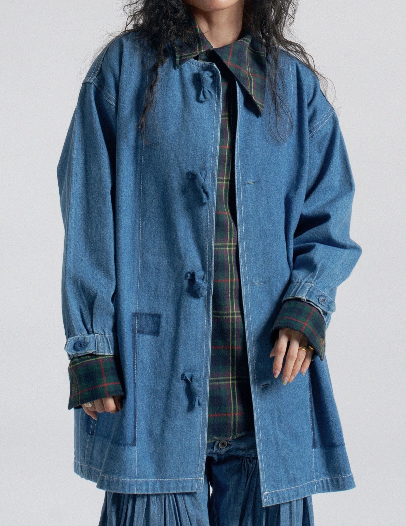 Issey Miyake vintage denim jacket with knot closure open detail