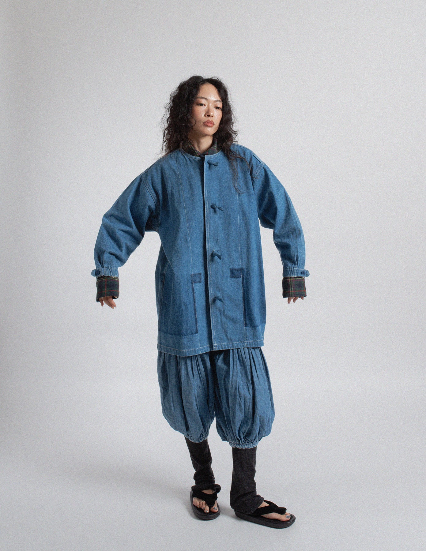 Issey Miyake vintage denim jacket with knot closure