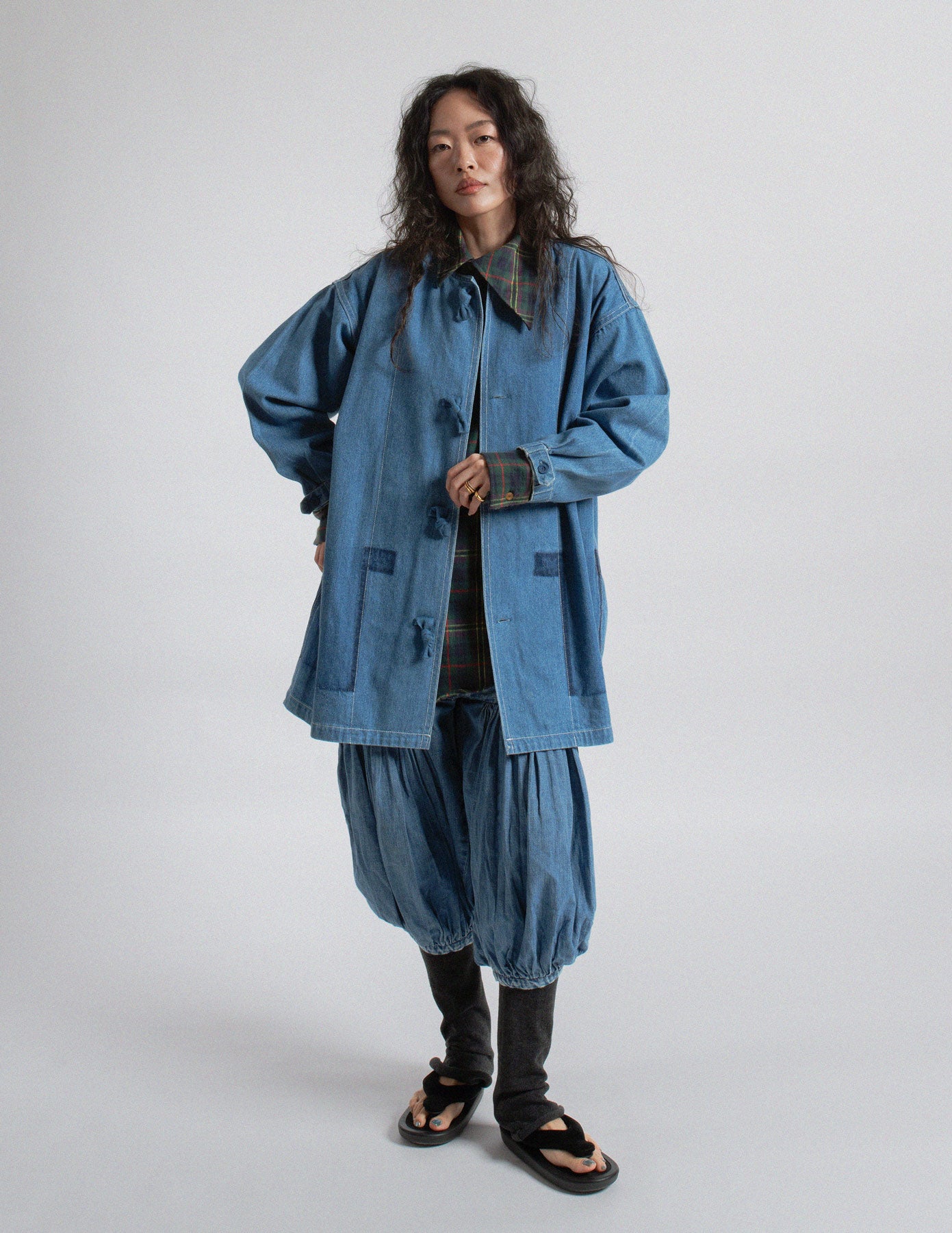 Issey Miyake vintage denim jacket with knot closure
