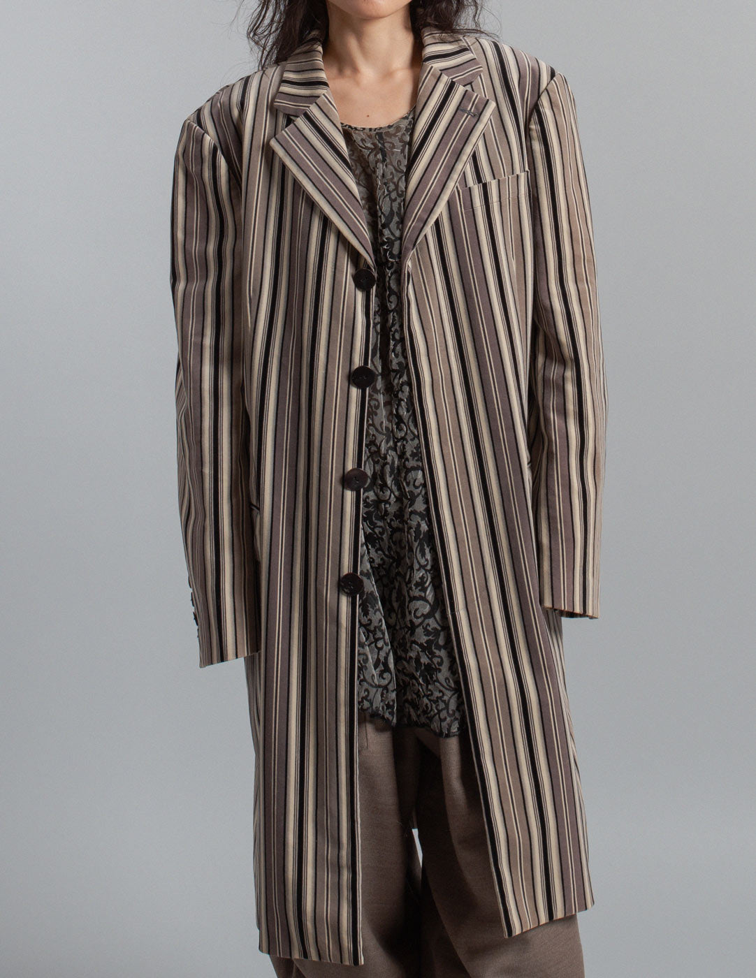 Jean Paul Gaultier vintage vertical stripe velvet coat detail