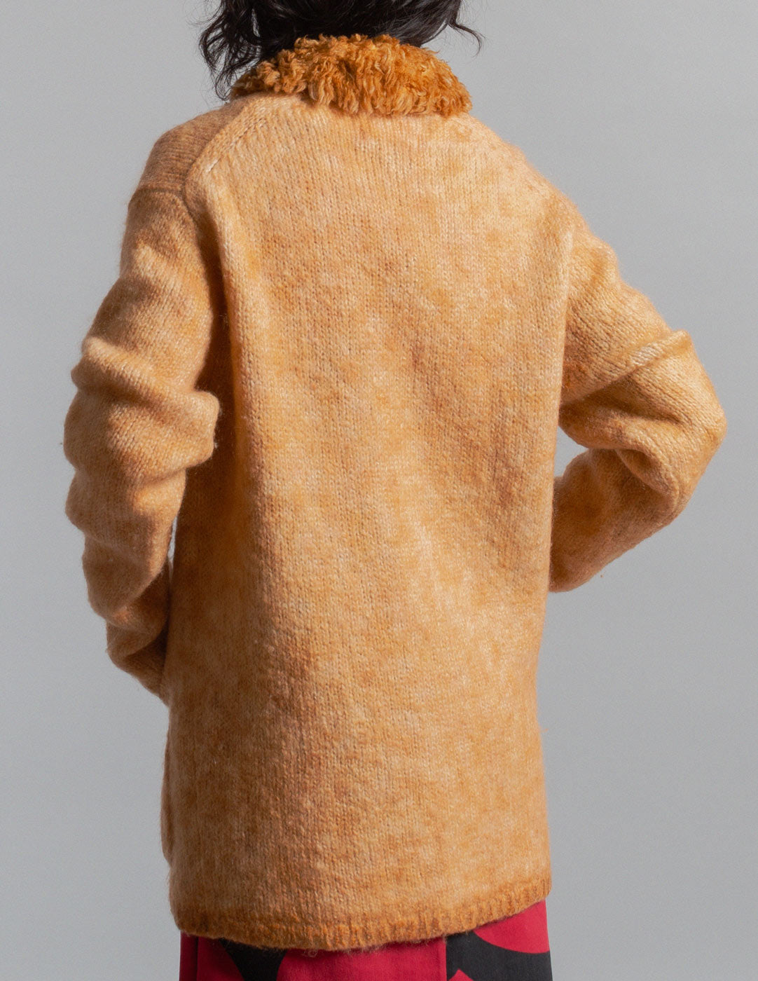 Issey Miyake vintage textured wool knit jacket with shag collar back detail