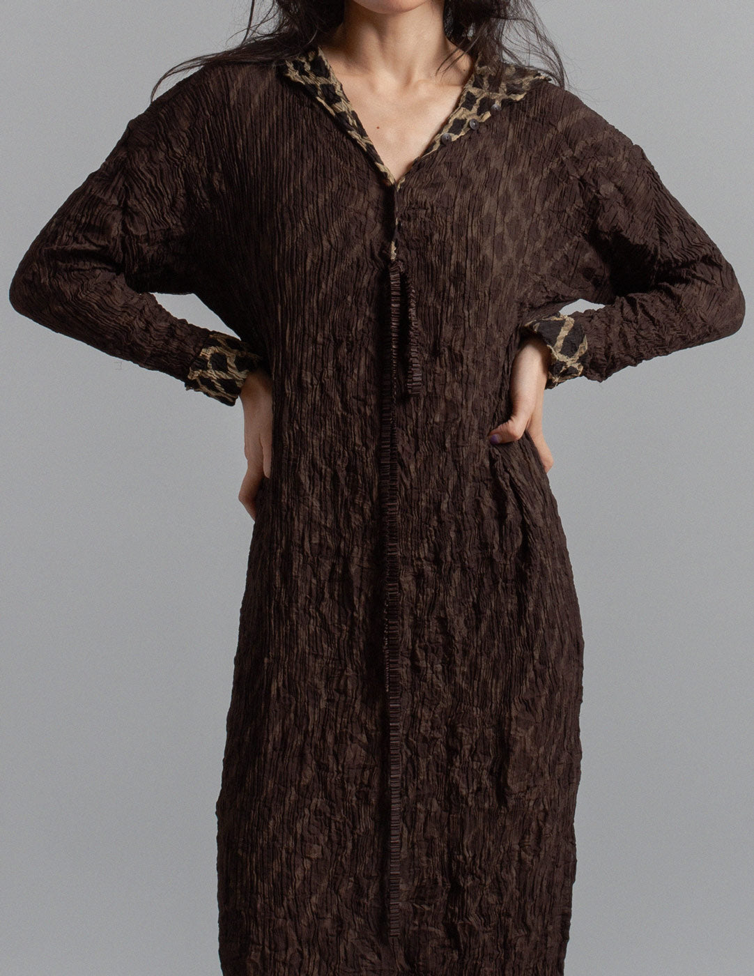 Issey Miyake vintage reversible geometric pattern crinkled dress