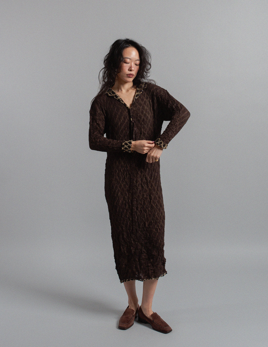 Issey Miyake vintage reversible geometric pattern crinkled dress