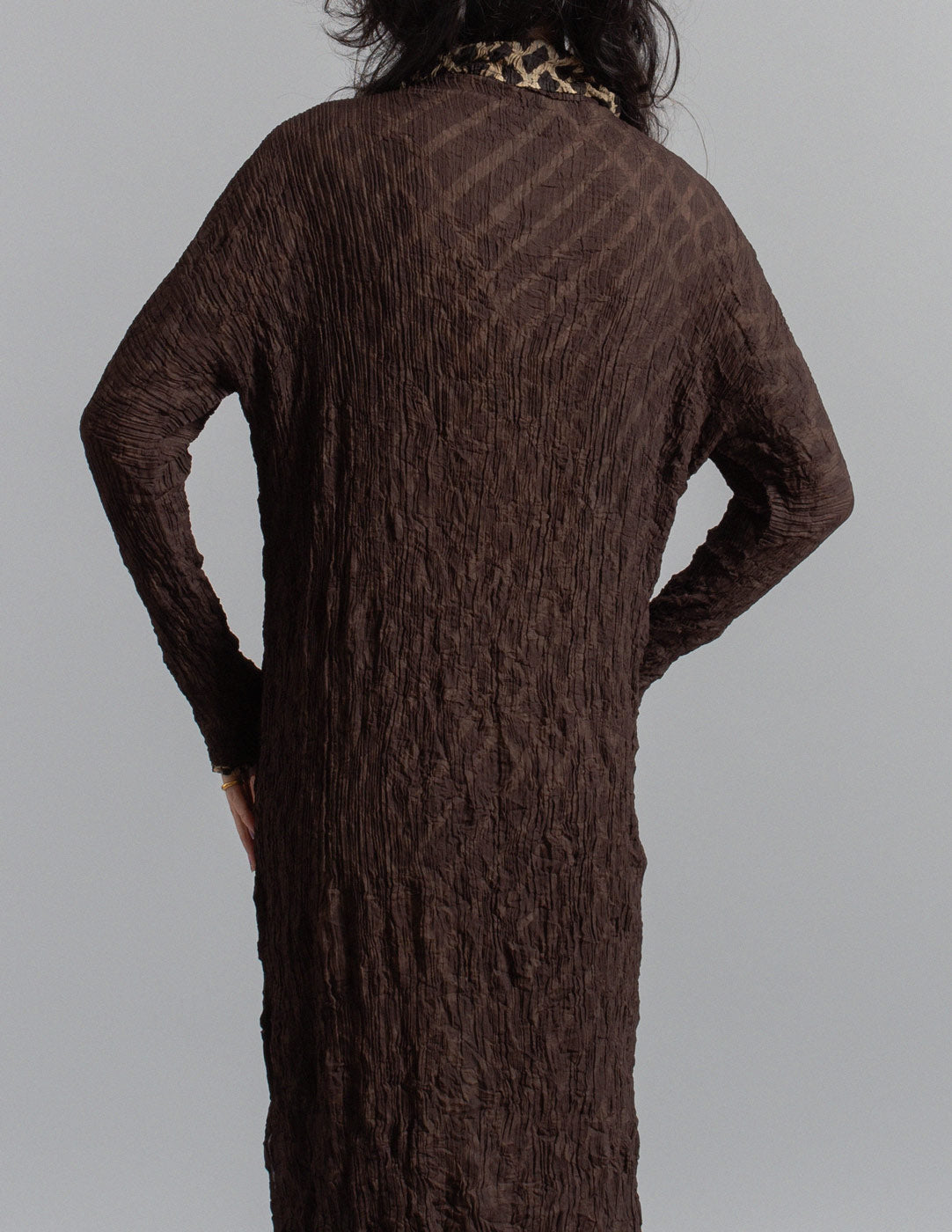 Issey Miyake vintage reversible geometric pattern crinkled dress back detail