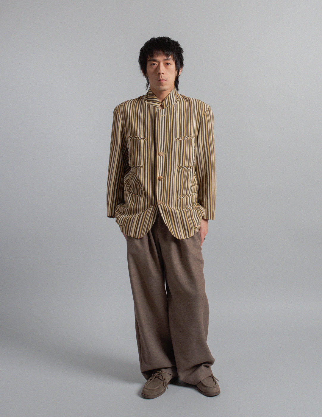 Issey Miyake vintage striped cotton blazer