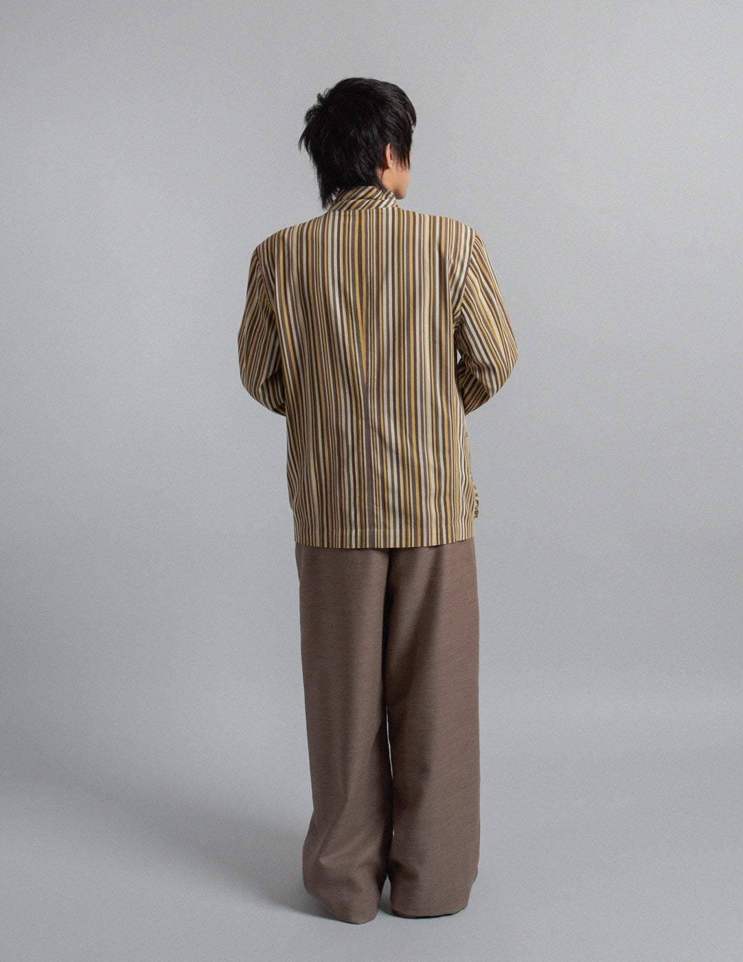 Issey Miyake vintage striped cotton blazer back view